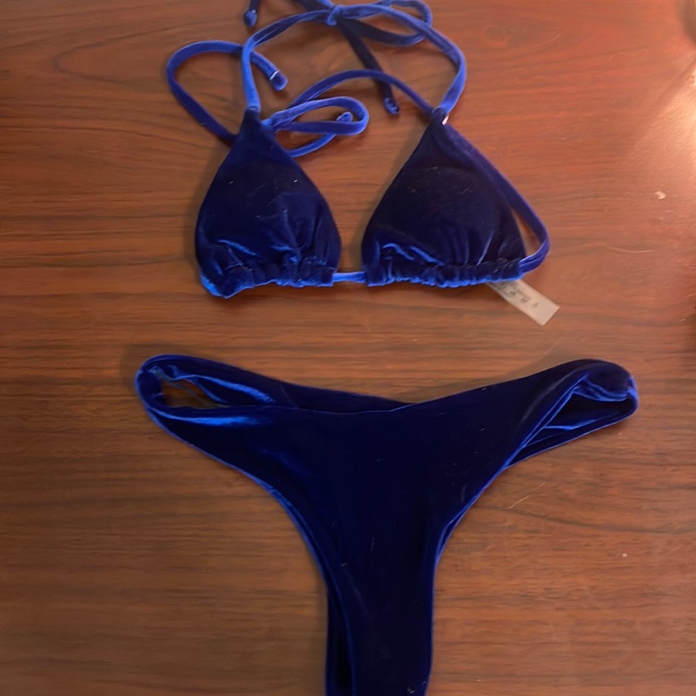 Navy velvet bikini